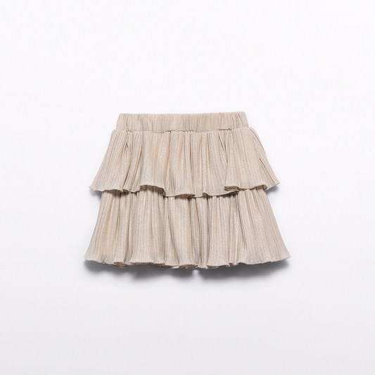 Golden Pleated Knit Skirt