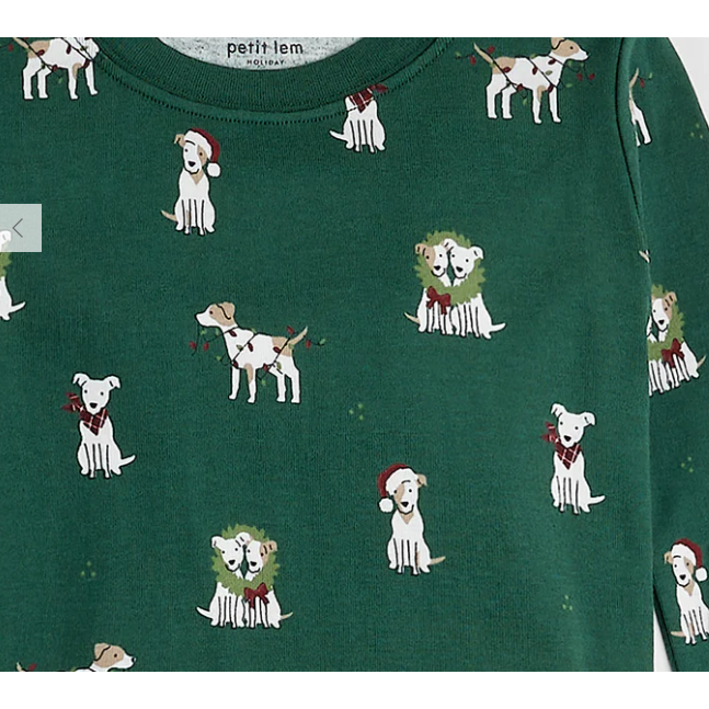 Holiday Green Dog and Lights pajamas