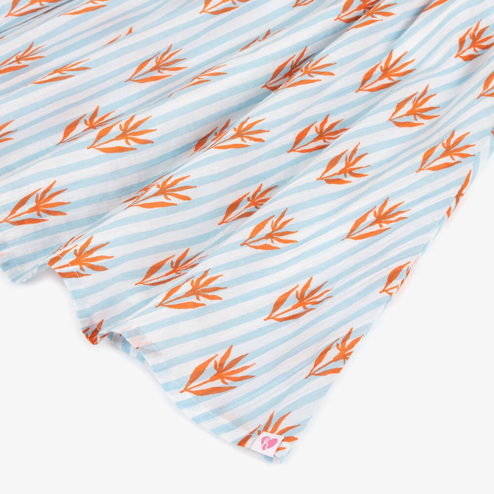 White Crinkle Gauze Ticking Dress