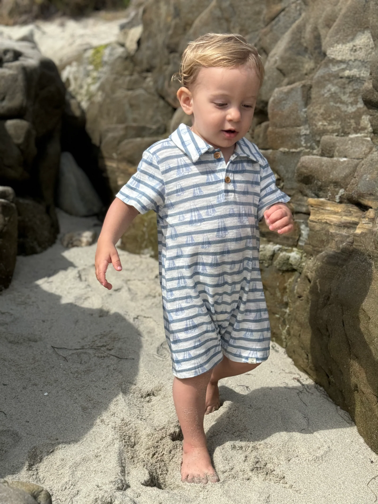 Sailboats Printed Baby Boy Romper