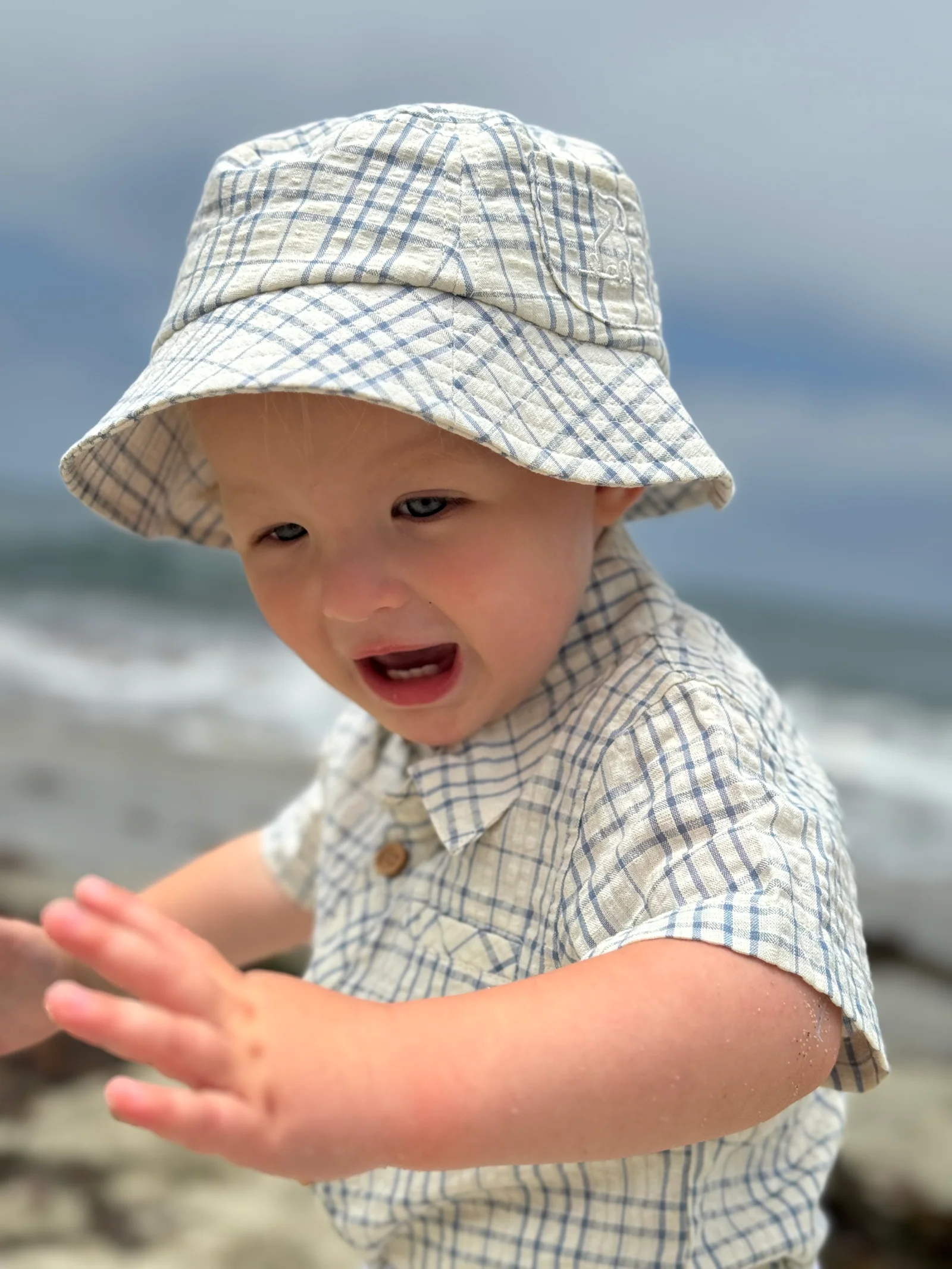 Chambray Cream Plaid Fisherman Bucket Hat