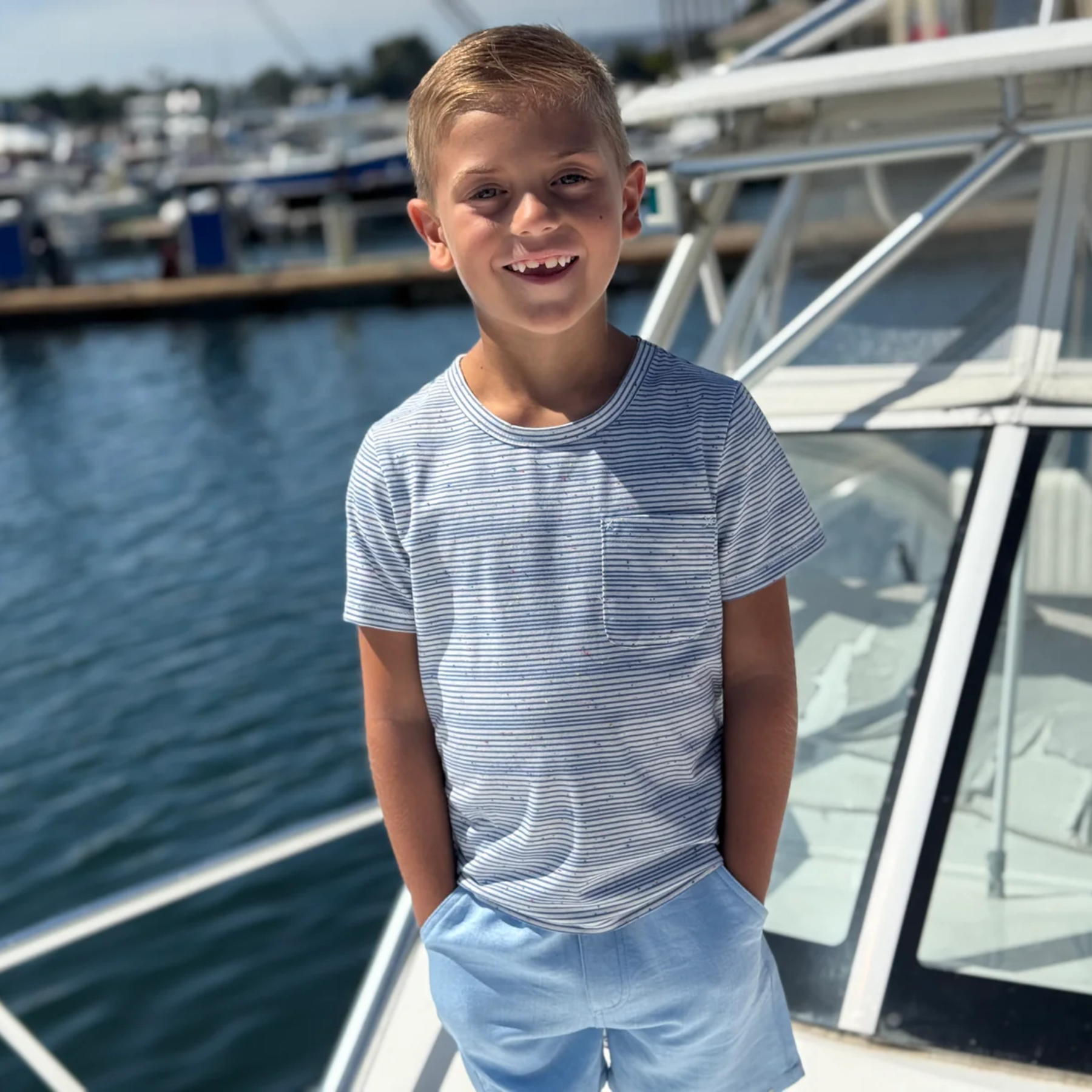 Royal Speckle Stripe Josh Tee