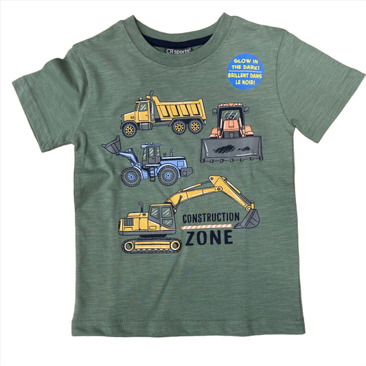 Olive Construction Vehicles Tee