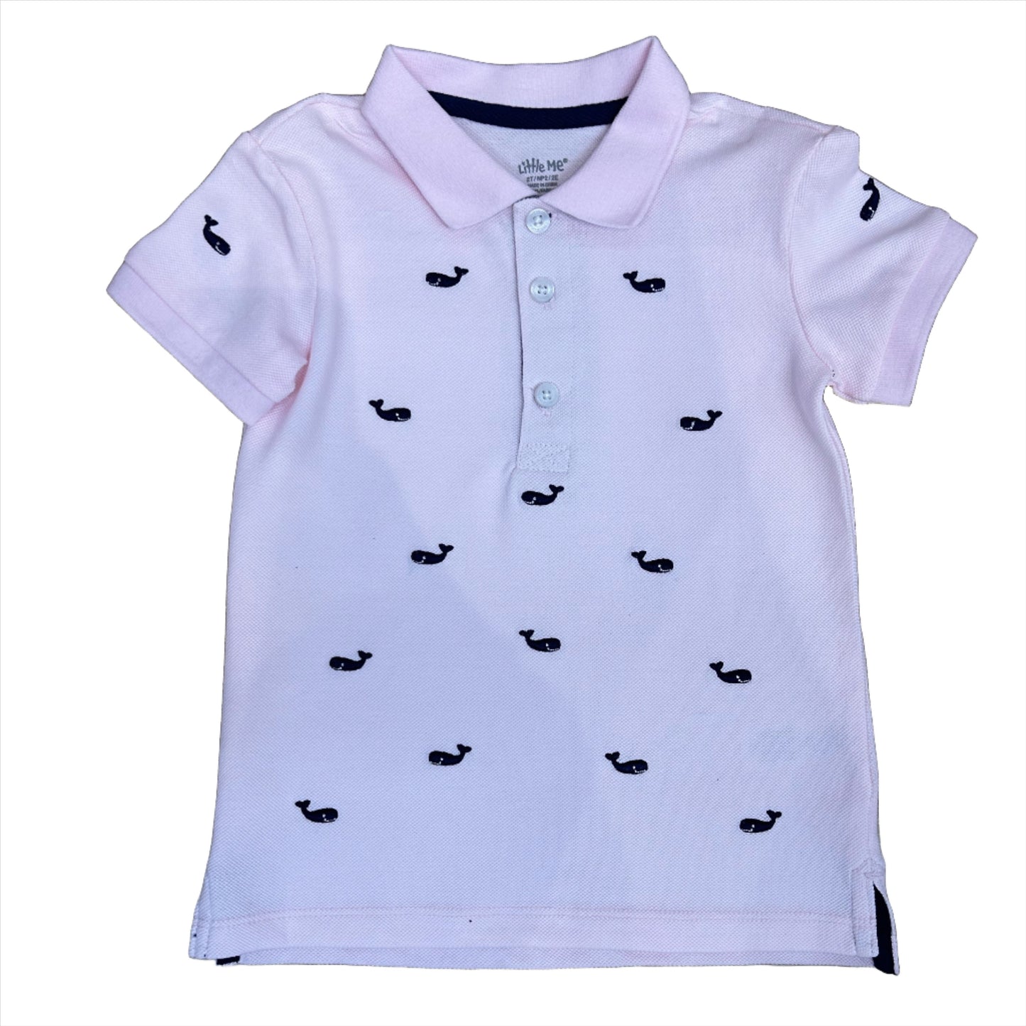 Pink Whale Polo with Chambray Shorts