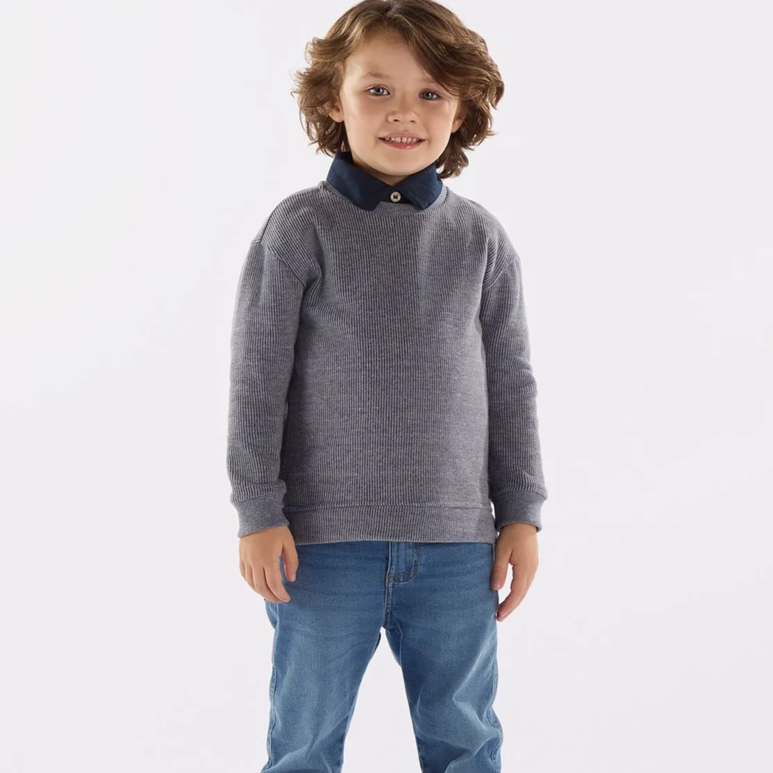 Blue Knitted Jersey Top