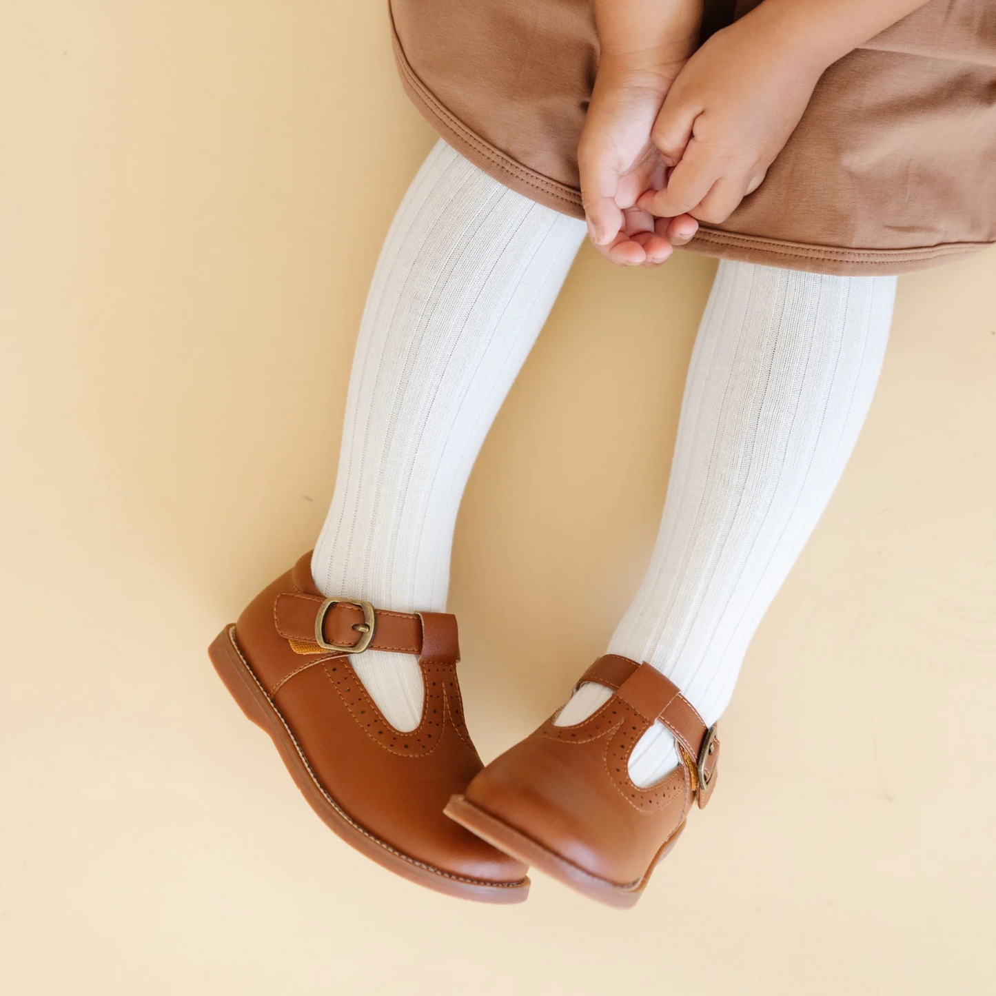 Ivory Ribbed Knit Tights