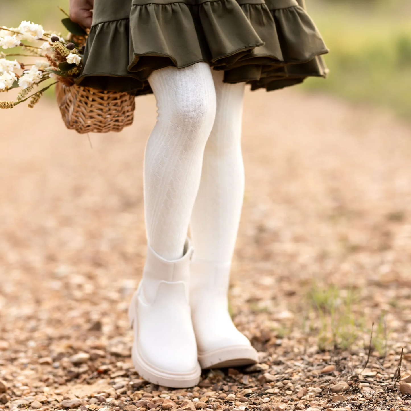 Ivory Cable Knit Tights