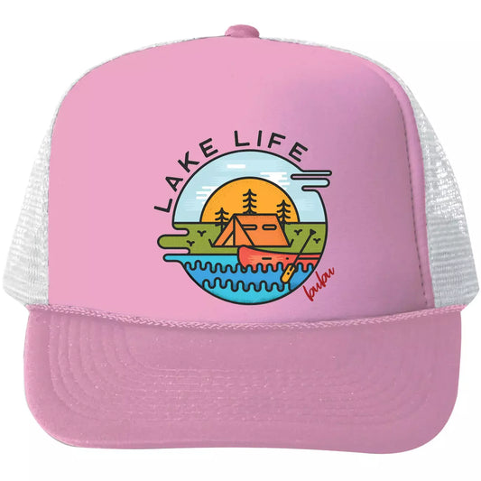 Lake Life Trucker Hat Pink
