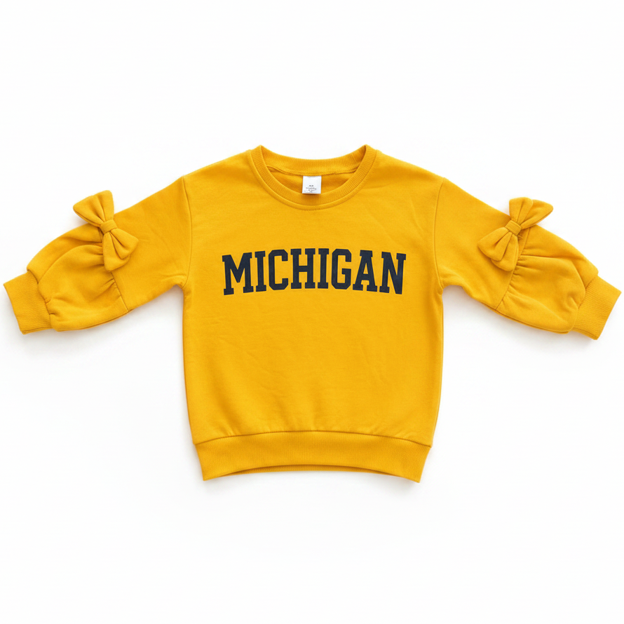 Maize Michigan Bow Sweatshirt - White Background