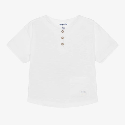White Linen Henley Shirt