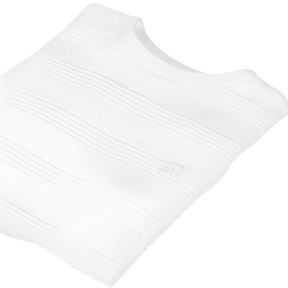 Cream Jacquard Stripe Short Sleeve Tee