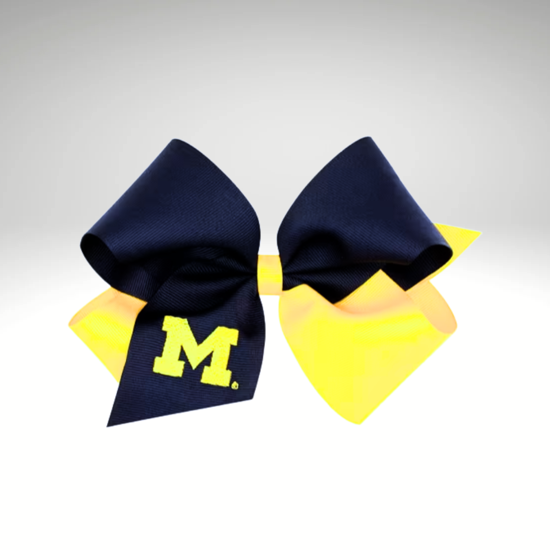 Michigan Two Tone Embroidered Bow