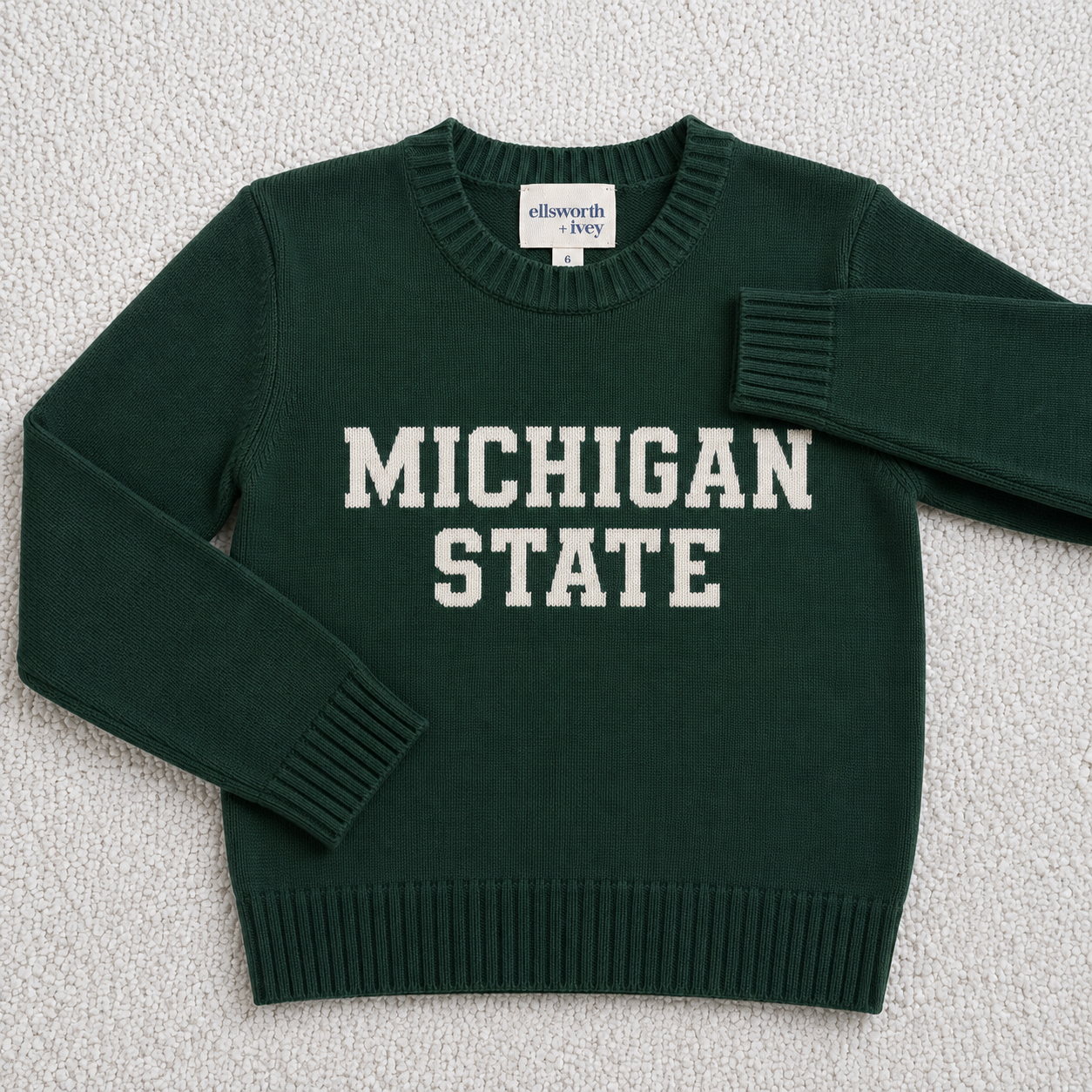 Kids Michigan State Block Letters Knit Sweater – Navy | Sizes 2–14