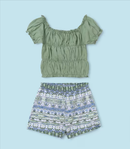 Mint Ruched Top and Short Set