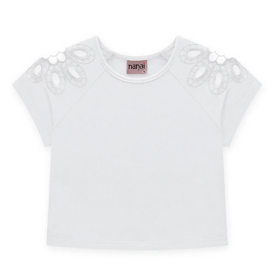 White Eyelet Shoulder Top