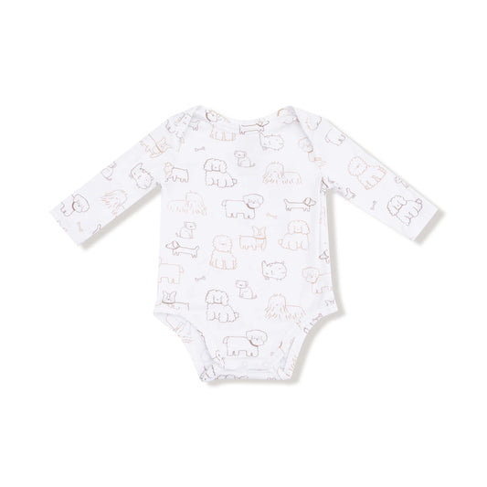 Neutral Pups Lap Shoulder Onesie