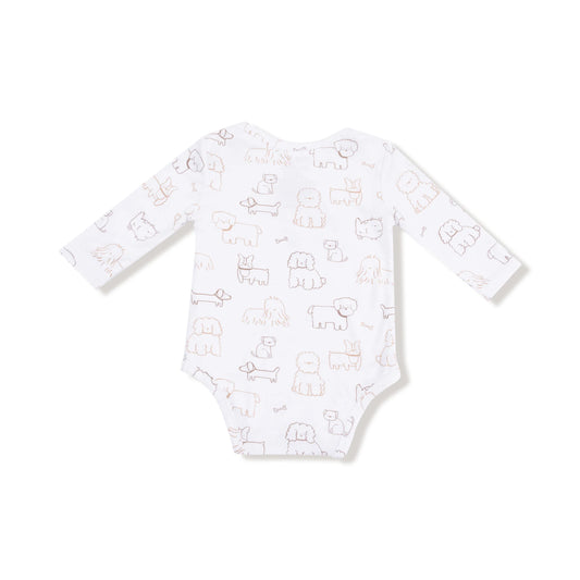 Neutral Pups Lap Shoulder Onesie