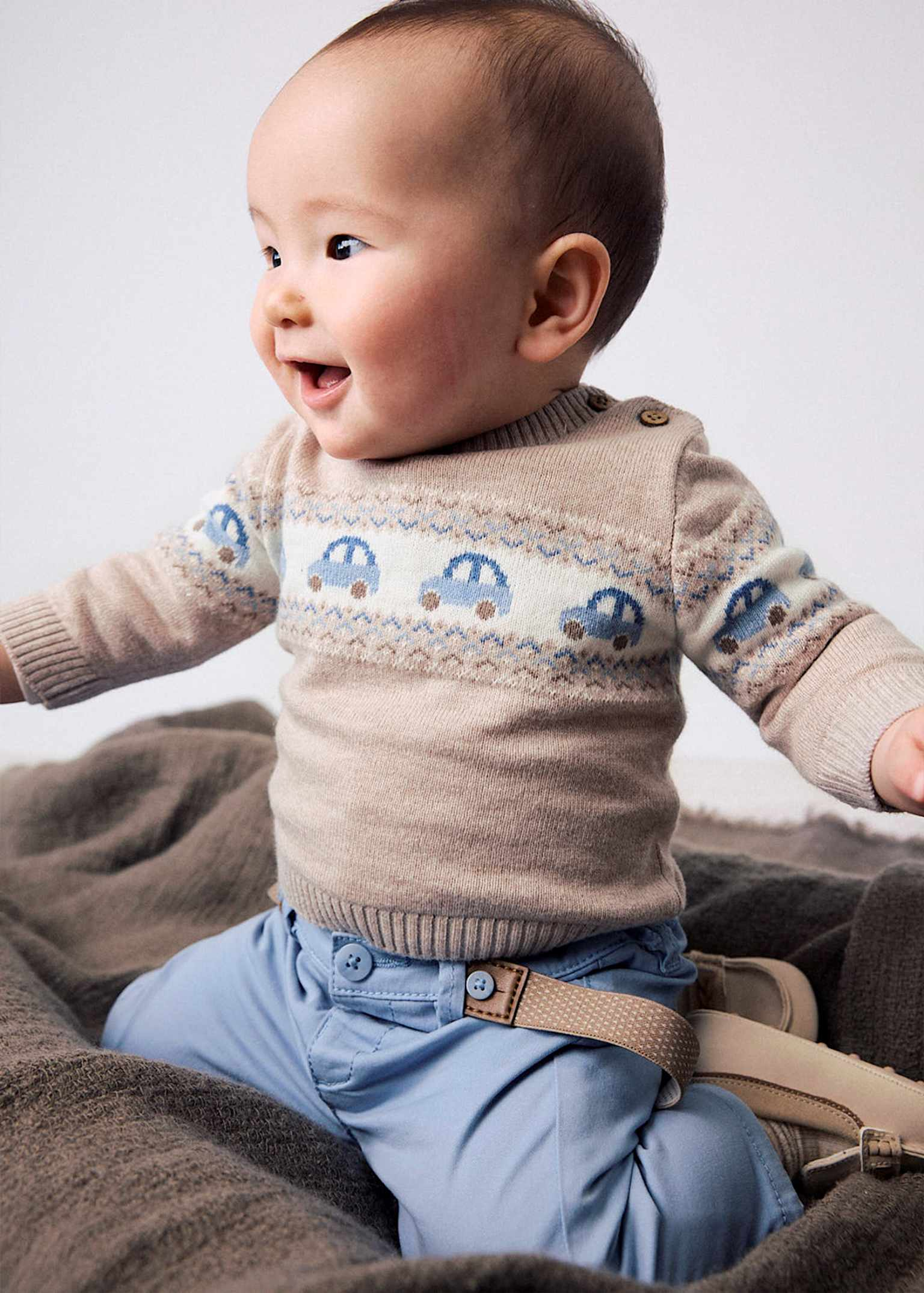 Mocha Cars Knit Sweater