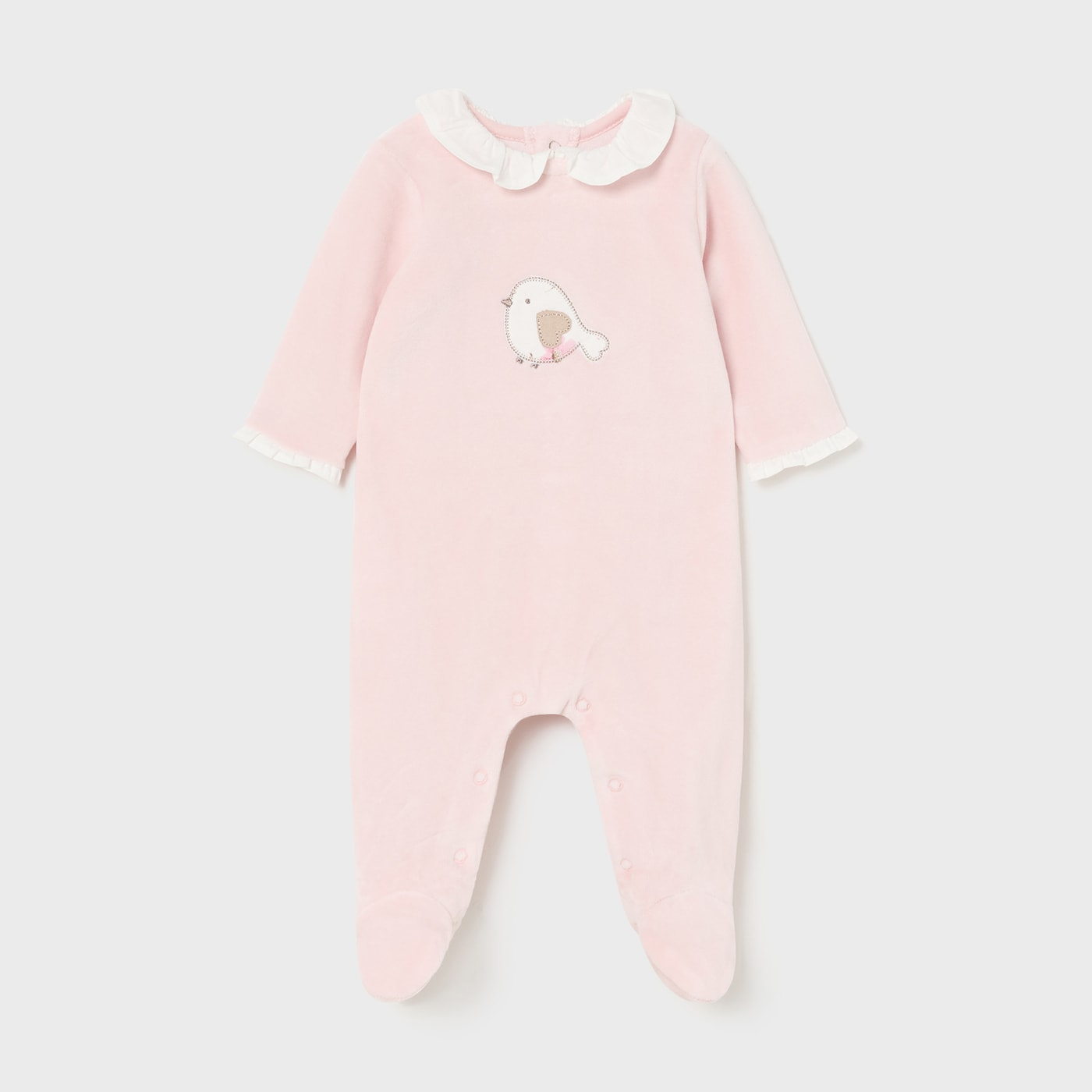 Pink Velour Bird Footie