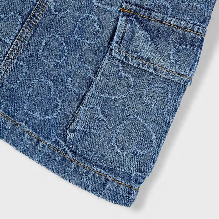 Hearts Denim Skirt Overalls