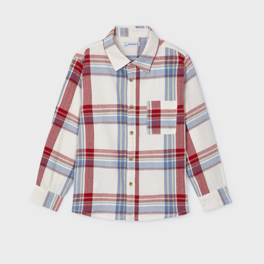 Wine Blue Plaid Button Up Shirt