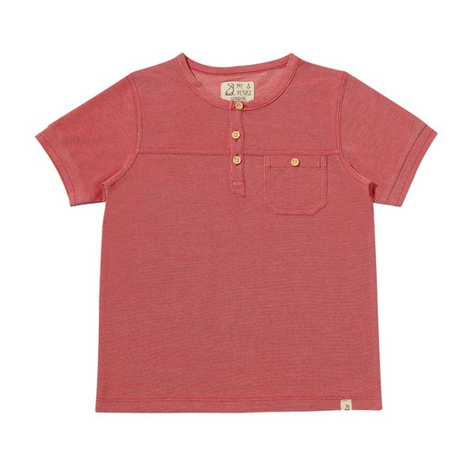 Red Pique Boardwalk Henley Tee