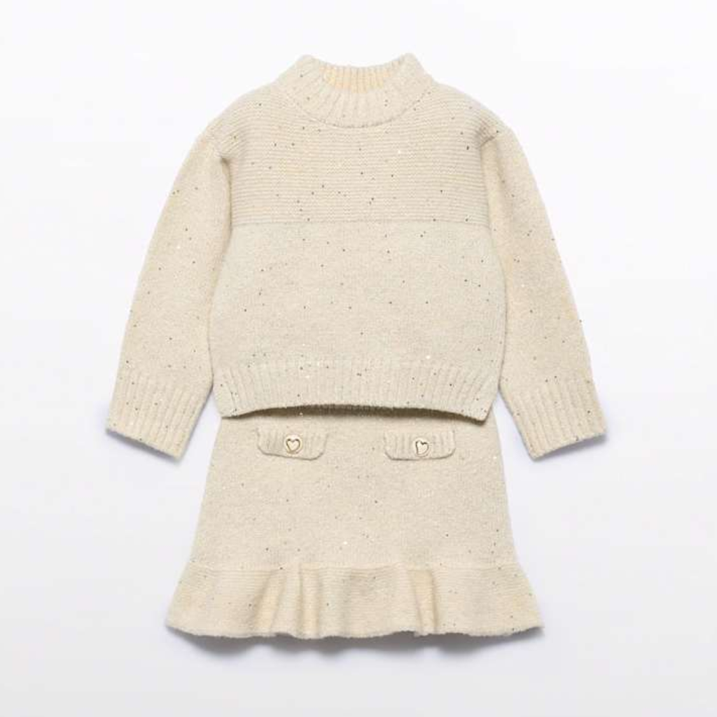 Sweater Skirt Set in Oat Glitter