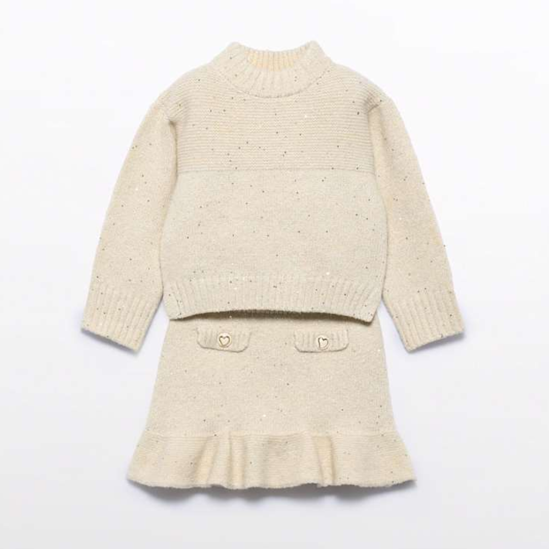 Sweater Skirt Set in Oat Glitter