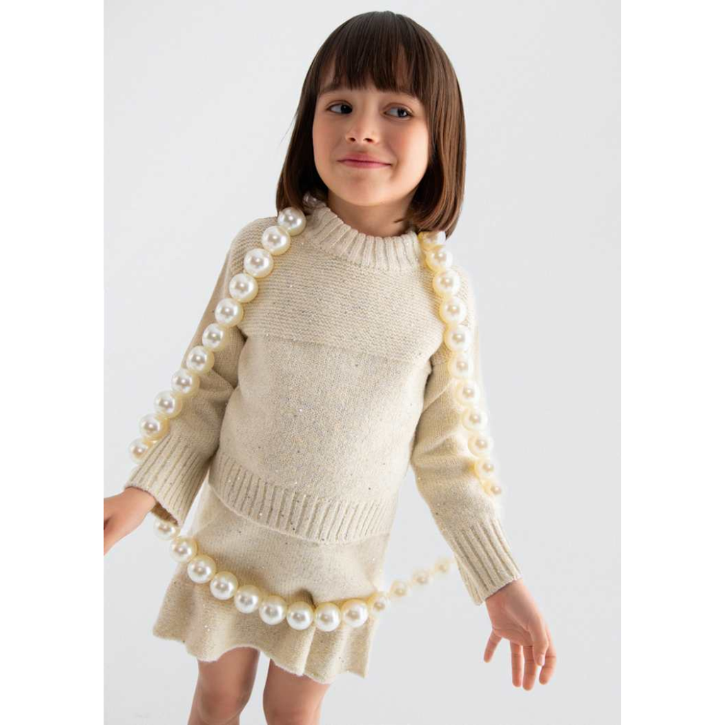 Sweater Skirt Set in Oat Glitter