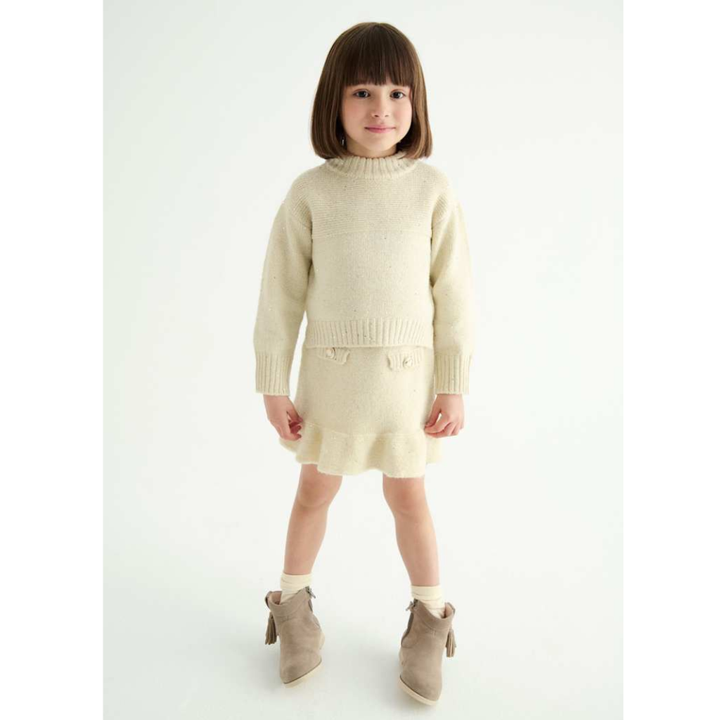 Sweater Skirt Set in Oat Glitter