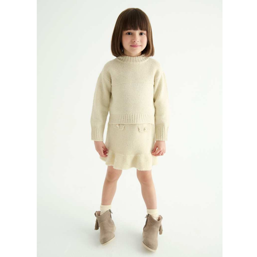 Sweater Skirt Set in Oat Glitter