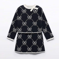 Black Tricot Bow Sweater Skirt Set