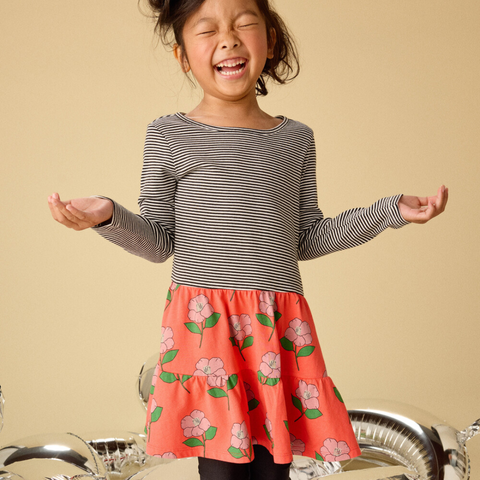 Winter Camellia Tiered Skirted Twirl Dress