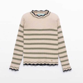 Beige Maza Striped Top