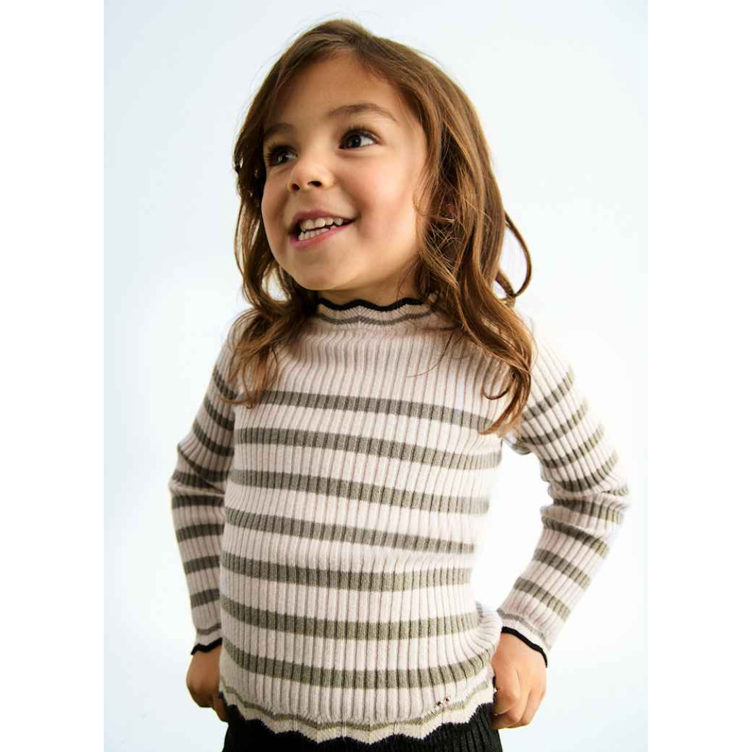 Beige Maza Striped Top