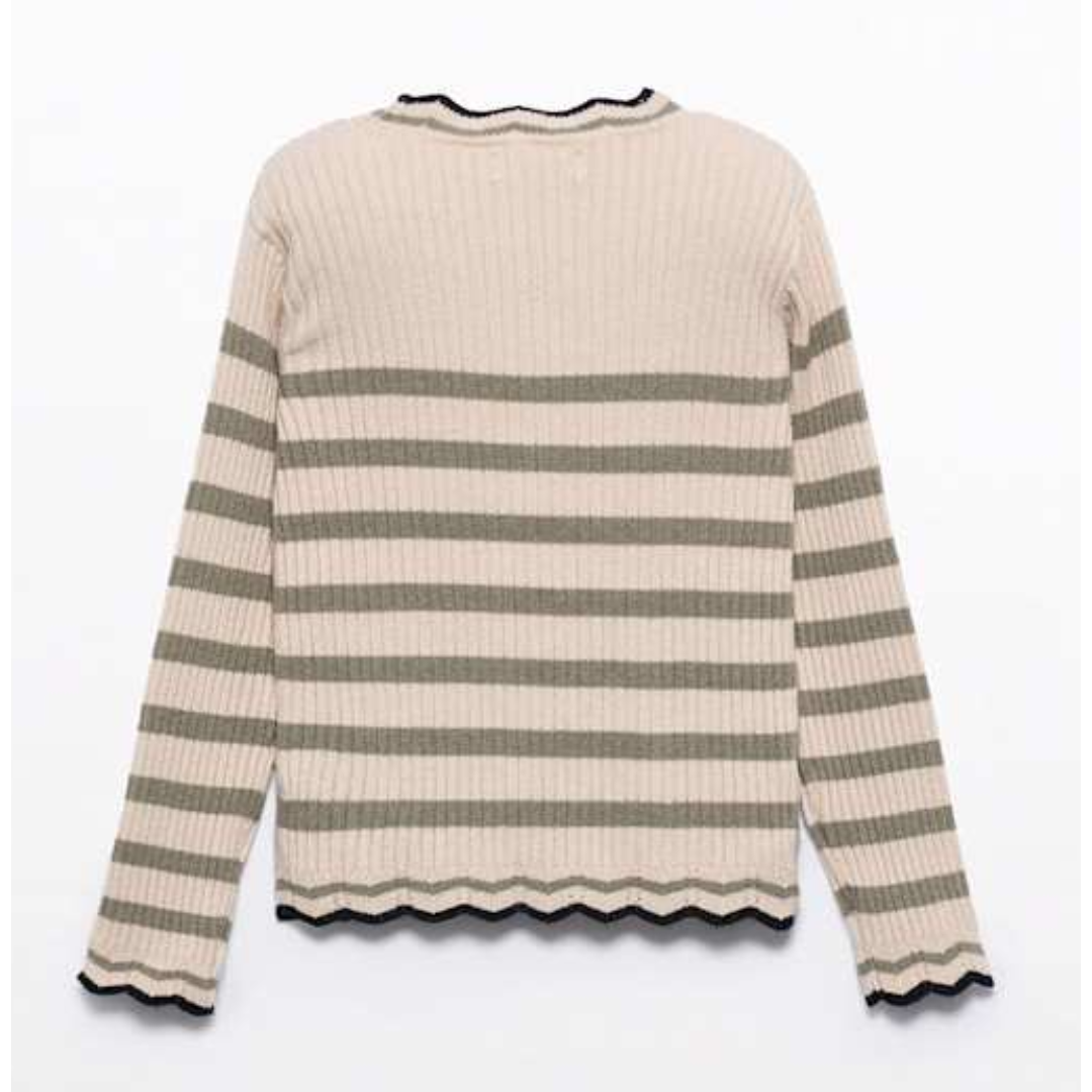 Beige Maza Striped Top