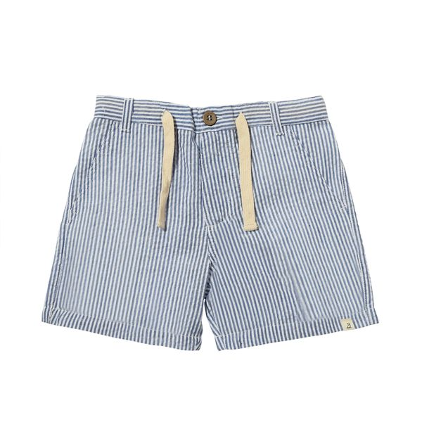 Navy White Seersucker Crew Shorts