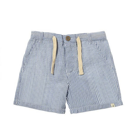 Navy White Seersucker Crew Shorts