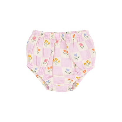 Floral Check Sundress & Diaper Cover Set