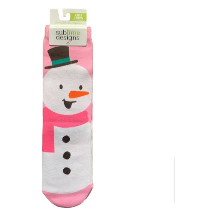 Pink Snowman Crew Socks