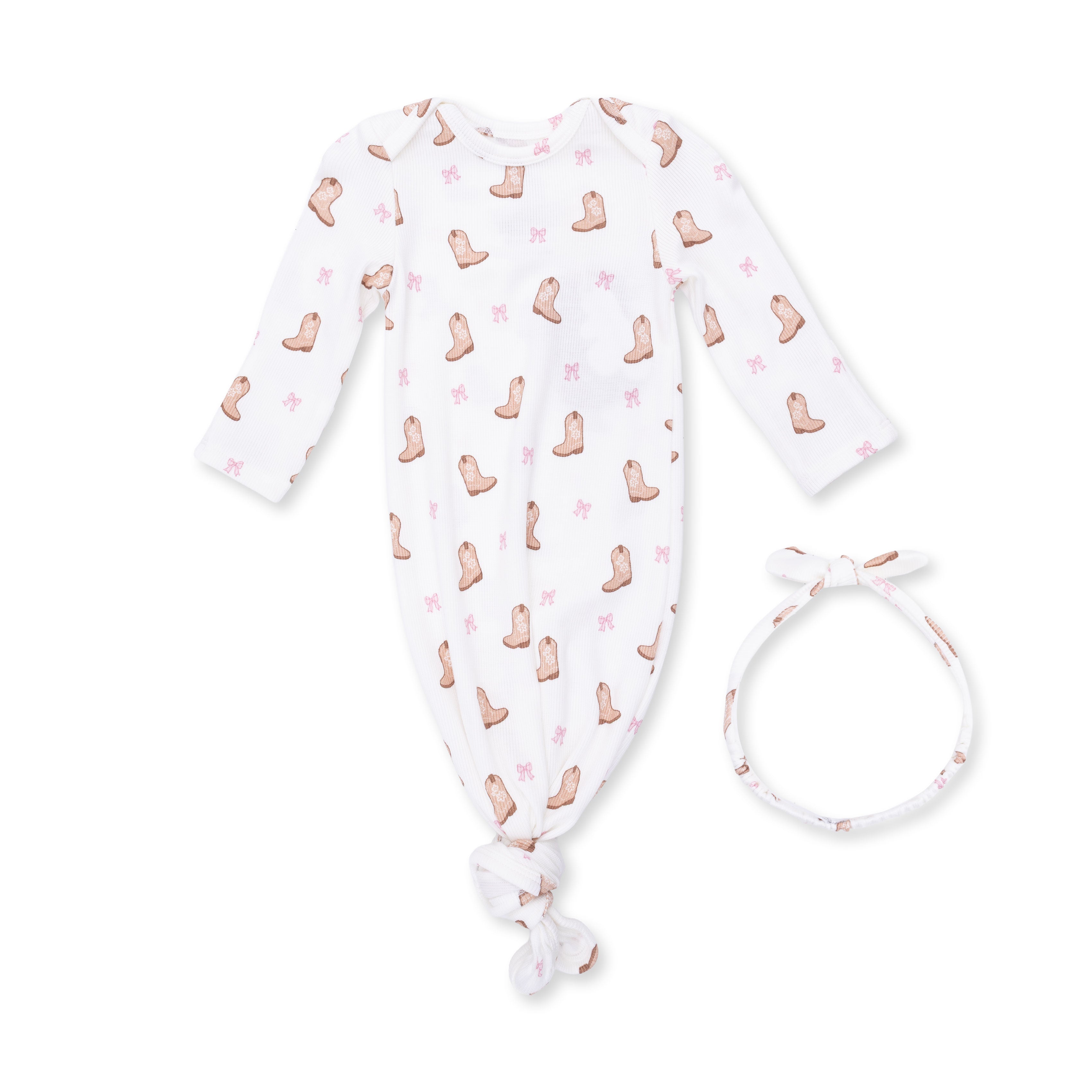 Mini Cowgirl Boots Knotted Gown & Knot Headband