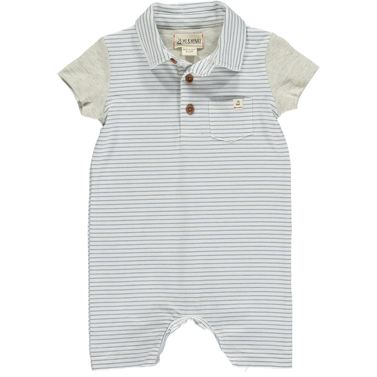 Grey White Striped Saltash Polo Romper