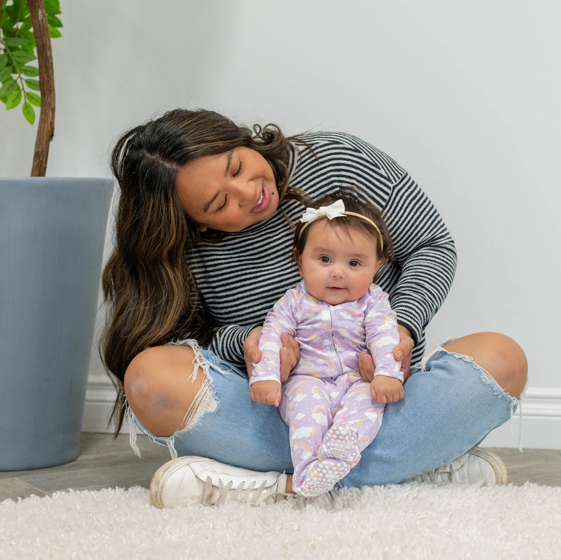 Rainbow Clouds Zipper Footie