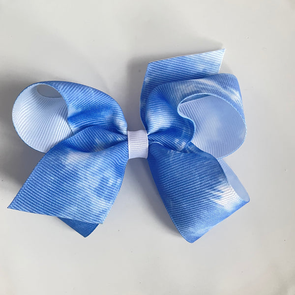 blue tie dye bow