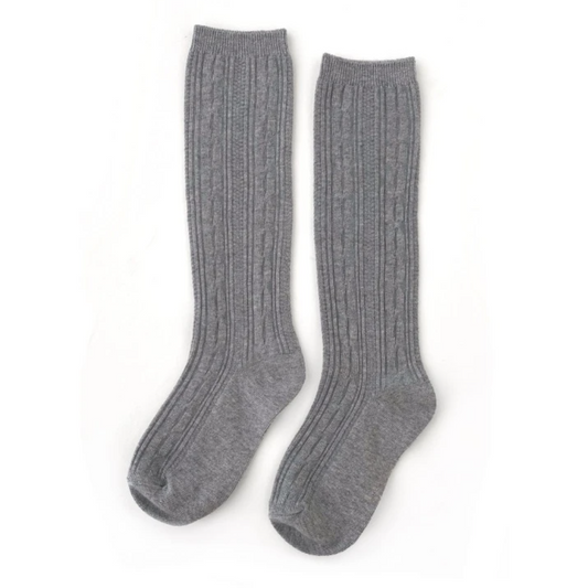gray cable knit knee socks