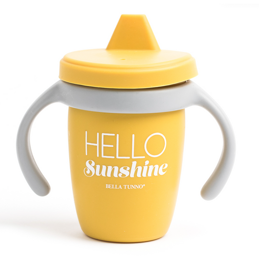 yellow sippy cup with two handles 