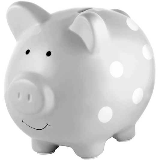Gray Polka Dot Piggy Bank