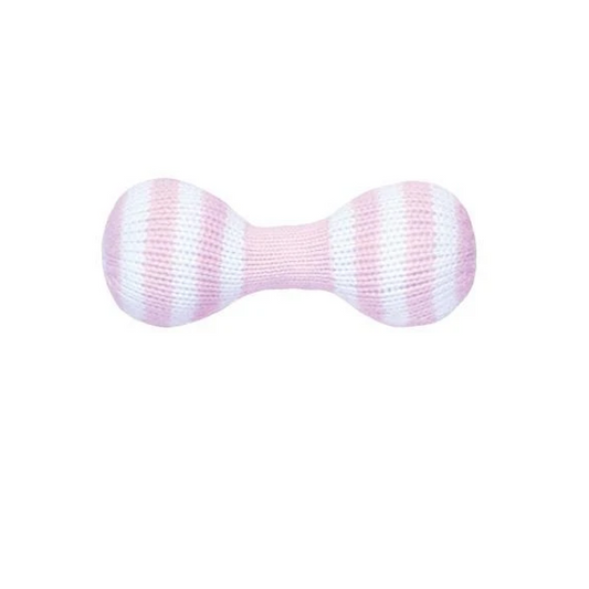 Hand Knit Pink Stripe 6 inch Dumbbell