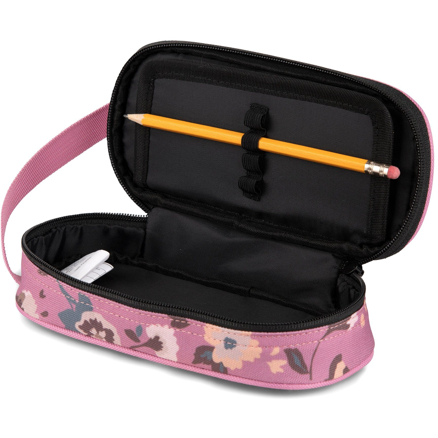 flower pencil case open with pencil in holder