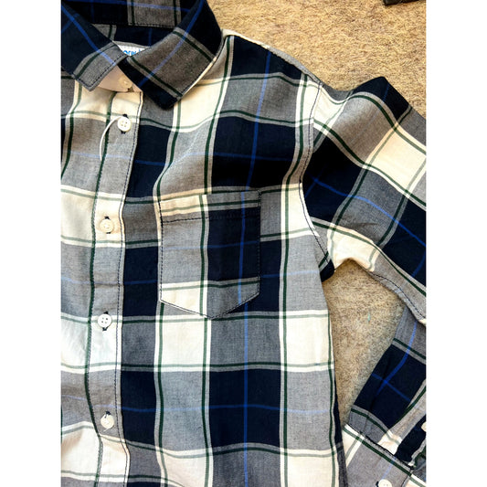 Navy Check Button Up Shirt